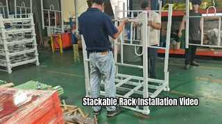 Vídeo sobre la instalación de jaulas de almacenamiento desmontables para almacenes