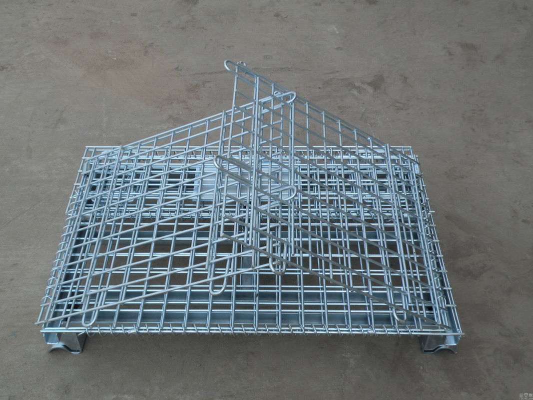 Cajita de almacenamiento de metal galvanizado de trabajo pesado / contenedor de malla de alambre plegable para el desgaste
