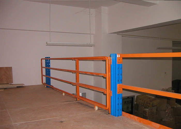 2 niveles de laminado en frío de acero industrial plataforma de almacenamiento de estanterías color naranja / azul