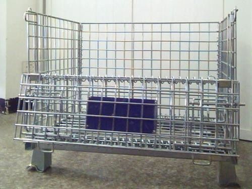 Cajera de paletas de malla de alambre galvanizado plegable, apilada, plegable