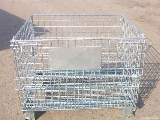 Cajita de almacenamiento de metal galvanizado de trabajo pesado / contenedor de malla de alambre plegable para el desgaste