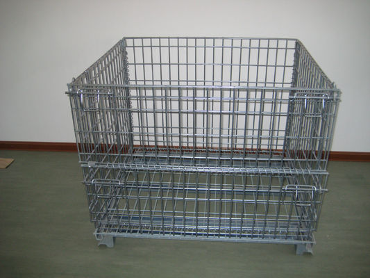 Cajita de almacenamiento de metal galvanizado de trabajo pesado / contenedor de malla de alambre plegable para el desgaste