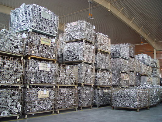 Jaulas de alambre galvanizado de metal móvil, contenedor de almacenamiento de malla de alambre