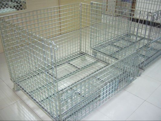 Contenedor galvanizado de malla de alambre plegable, cajas de almacenamiento de malla de alambre para almacén