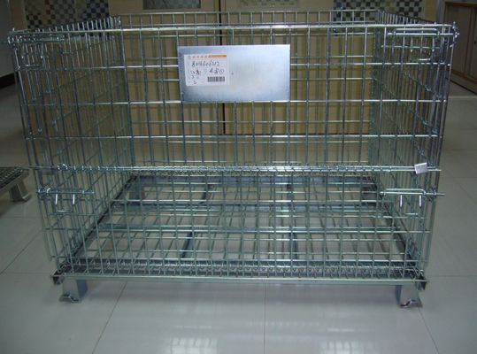 Contenedor galvanizado de malla de alambre plegable, cajas de almacenamiento de malla de alambre para almacén