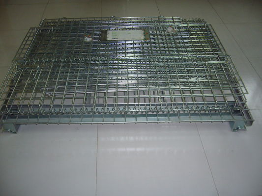 Contenedor galvanizado de malla de alambre plegable, cajas de almacenamiento de malla de alambre para almacén