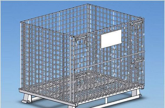 Jaulas de alambre galvanizado de metal móvil, contenedor de almacenamiento de malla de alambre