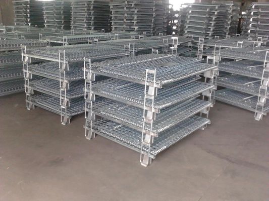 Cajera de malla de alambre de acero móvil y apilable con tratamiento de superficie galvanizado