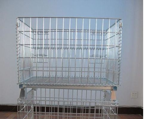 Cajera de malla de alambre de acero móvil y apilable con tratamiento de superficie galvanizado