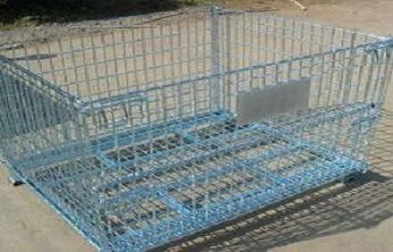 Cajera de malla de alambre plegable logística / contenedores móviles de almacenamiento de acero