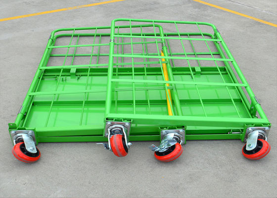 Cajitas de almacenamiento de malla de alambre plegable apilada, carrito de jaula de rodillo para el transporte