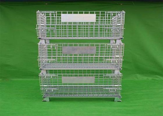 Cajera de malla de alambre de acero móvil y apilable con tratamiento de superficie galvanizado