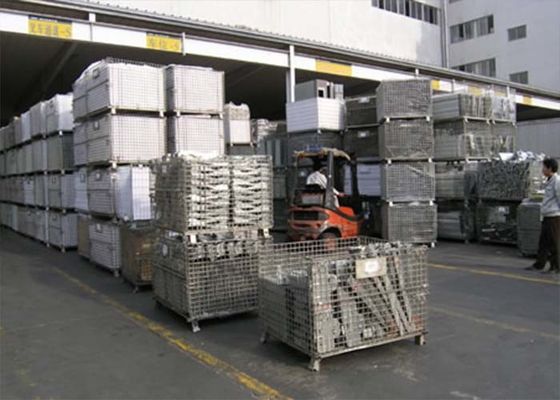 Cajera de malla de alambre rodante rígida de acabado de zinc plegable con frenos de pie / ruedas