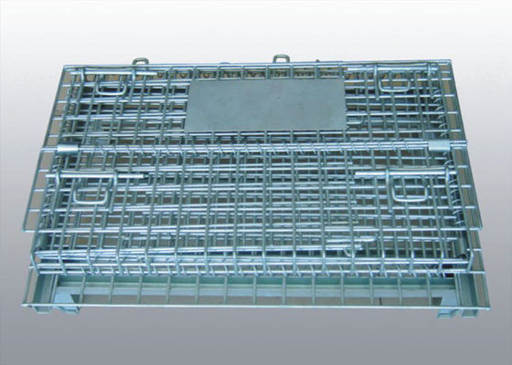 Contenedor de alambre de acero plegable, contenedor de alambre industrial, jaulas de almacenamiento