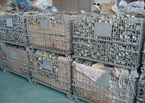 Cajera de paletas de malla de alambre galvanizado plegable, apilada, plegable