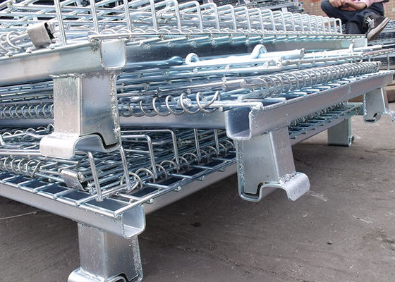 Contenedor de alambre plegable móvil, jaula de alambre de acero con tratamiento de superficie galvanizado