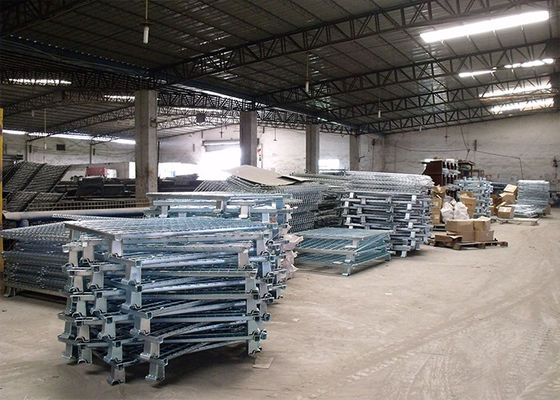 Contenedor de alambre plegable móvil, jaula de alambre de acero con tratamiento de superficie galvanizado