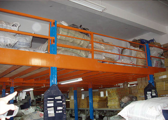 2 niveles de laminado en frío de acero industrial plataforma de almacenamiento de estanterías color naranja / azul