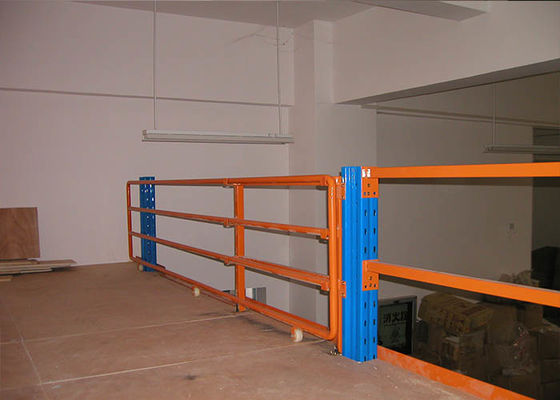 2 niveles de laminado en frío de acero industrial plataforma de almacenamiento de estanterías color naranja / azul