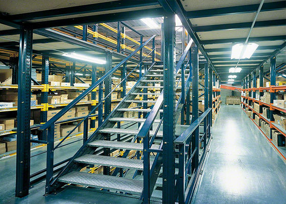 Sistemas de almacenamiento de acero industrial de mezzanine con soporte de estantería de múltiples niveles