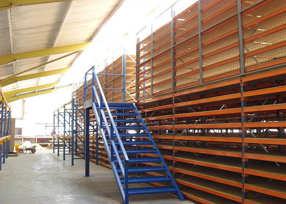 Repuesto industrial de varios niveles soportado por mezzanine con protección de malla de alambre