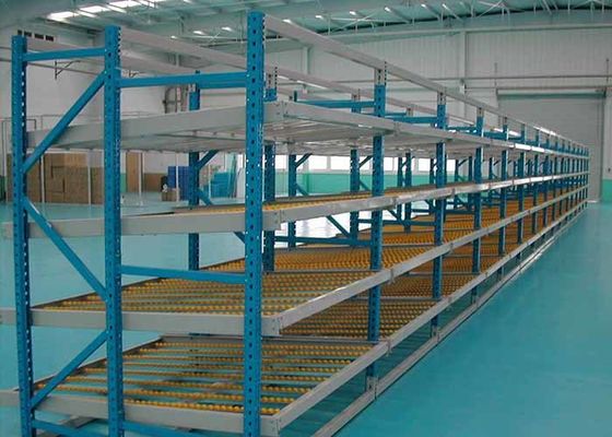 Estantes de almacenamiento de acero industrial montados, sistemas de estantes de paletas de flujo de gravedad