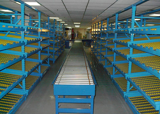 Estantes de almacenamiento de acero industrial montados, sistemas de estantes de paletas de flujo de gravedad