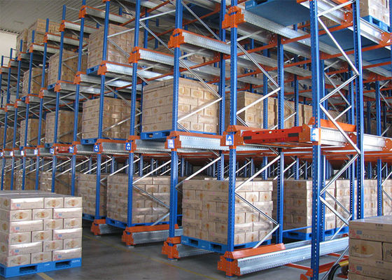 Sistema de almacenamiento de estantes de paletas naranja / azul, sistema de estantes de paletas selectivos