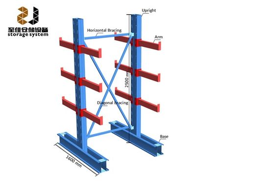 250-800lbs Pallet Racking con el Cantilever Revestimiento en polvo
