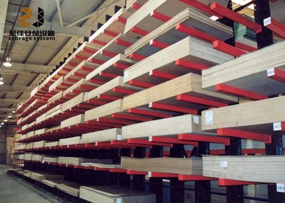 Sistema de estanterías con voladizo de madera de recubrimiento en polvo