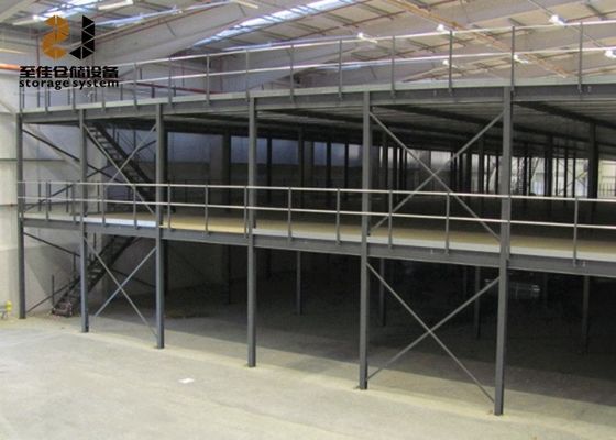 Estantes de almacén de almacenamiento de 2 capas con recubrimiento industrial de mezanina en polvo de epoxi