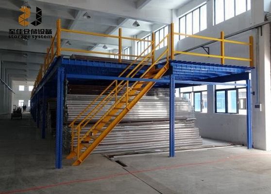 Estantes de almacén de almacenamiento de 2 capas con recubrimiento industrial de mezanina en polvo de epoxi