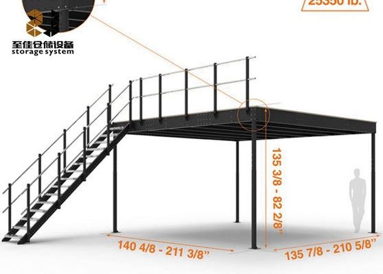 Estructura de acero de 2 capas Sistema de estanterías industriales de pisos de mezzanine