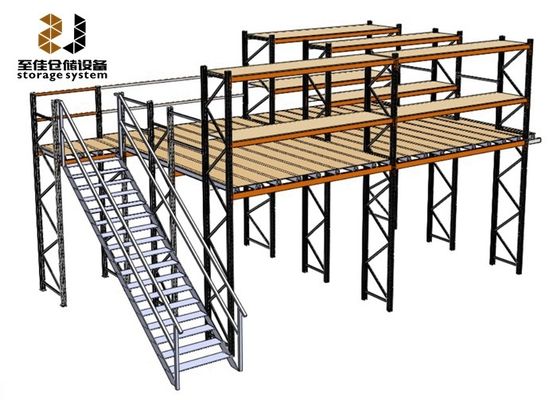 Estructura de acero de 2 capas Sistema de estanterías industriales de pisos de mezzanine